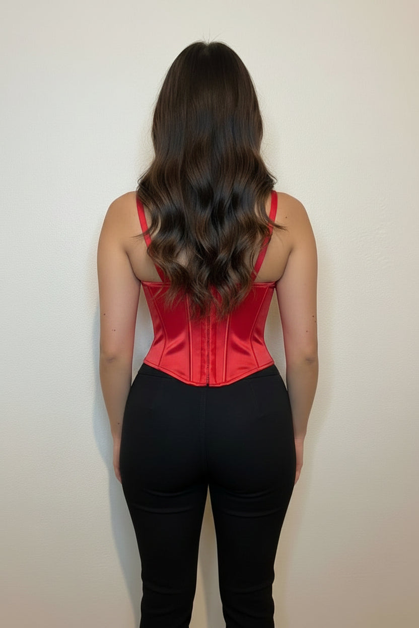 Women's Floral Red Corset Tank Top, Women's Underwear Tops for Daily Wear