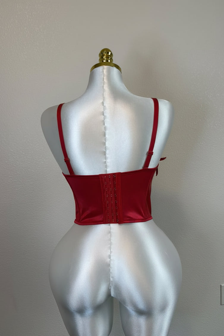 Corset Rojo Floral 3D Bustier