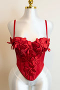 Corset Rojo Floral 3D Bustier