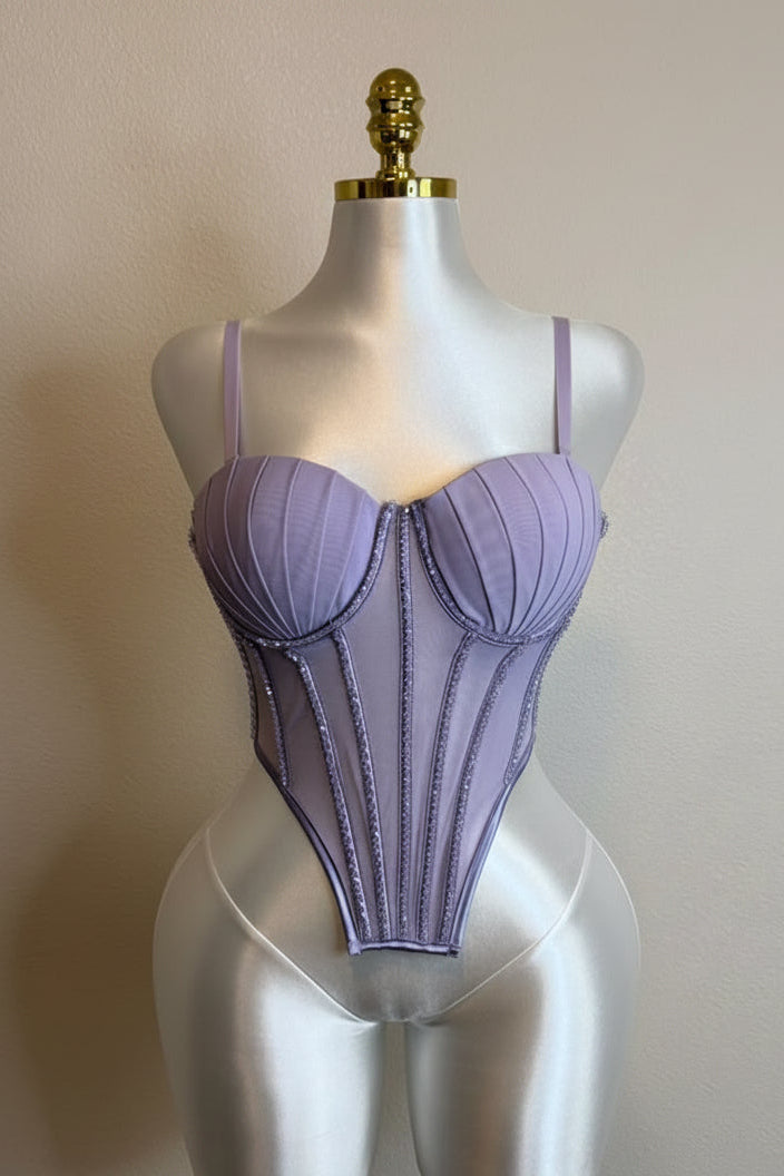 Corset Lavanda Crystal Bustier
